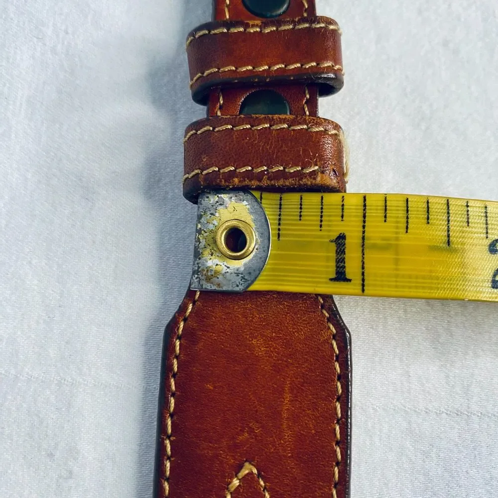 💎Leegin Western Belt Medium Waist USA Made Caramel Brown Leather Braided Inlay